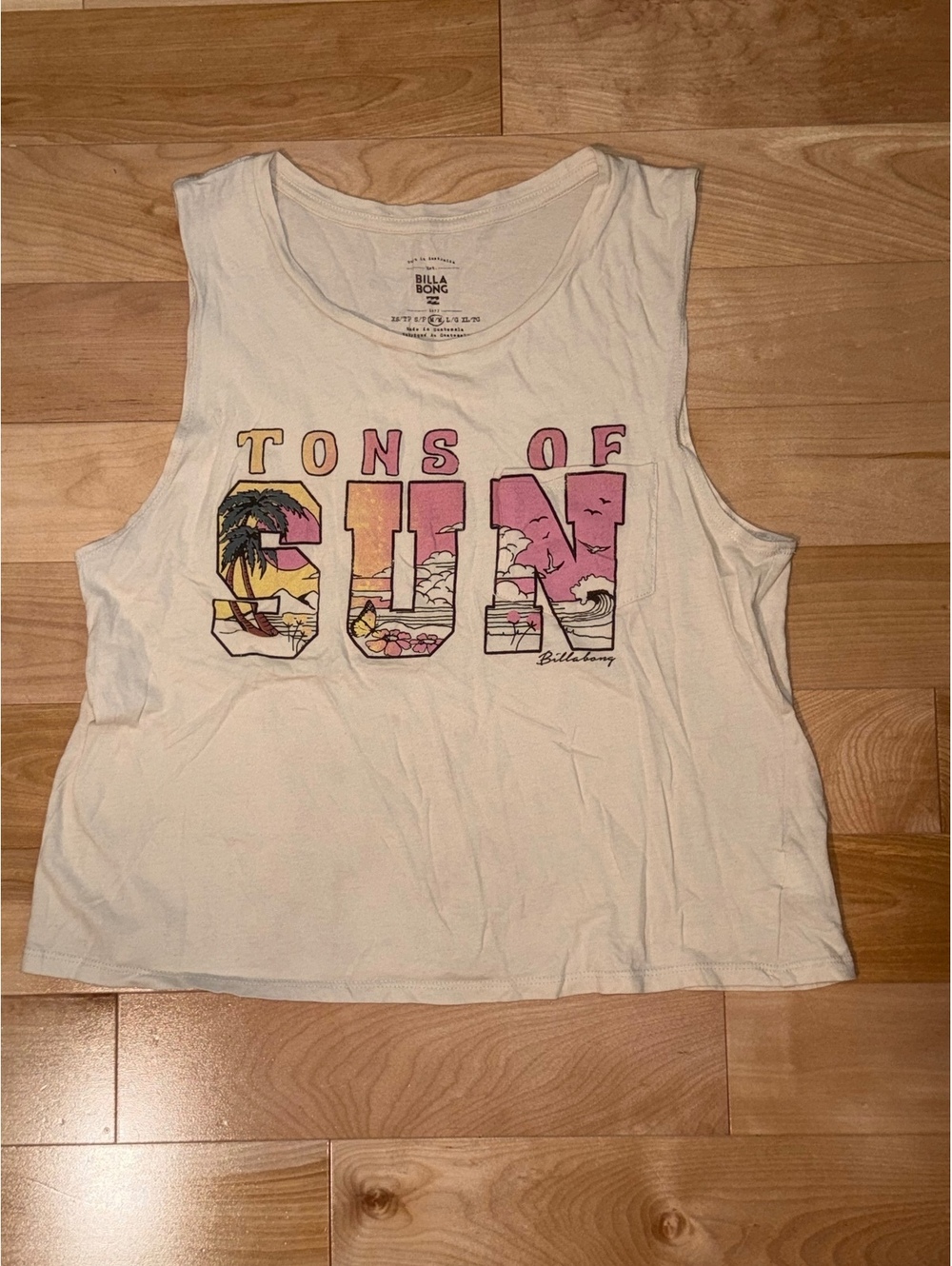 Billabong cream graphic tank top